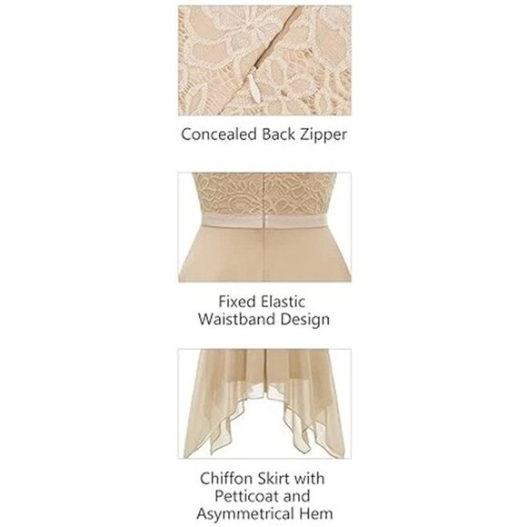 BeryLove Cocktail Dress Sleeveless High Low Prom Wedding Champagne Extra Small - Picture 4 of 6